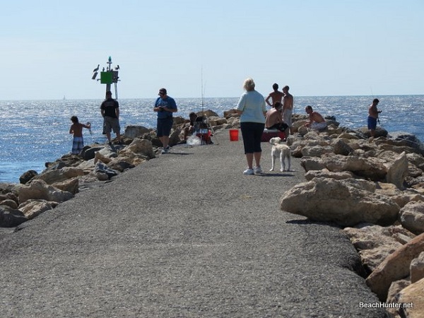 Fishing on Nokomis Jetty at Venice Inlet, Florida