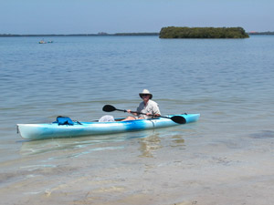 Florida beaches author David McRee kayaking at Fort Desoto Park.