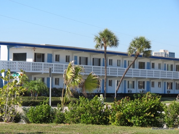 Old-Florida style two-level walk-up motel on Lido Key, Sarasota, FL.