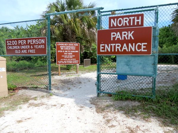North Park entrance at Lover's Key State Park.