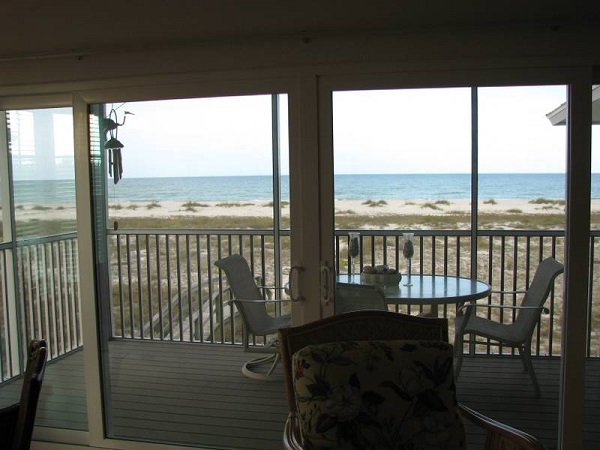 Palm Island beach house view of Gulf.