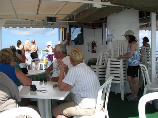 On the upper deck of the Lady Chadwick to Cabbage Key, Florida.