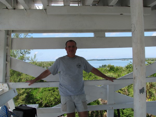 BeachHunter on the observation deck of the Cabbage Key water tower.