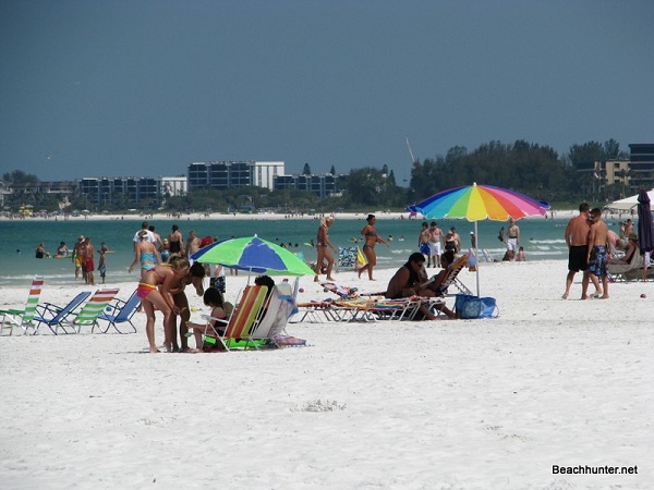 Beach scene, Crescent Beach, Florida. Siesta Key.