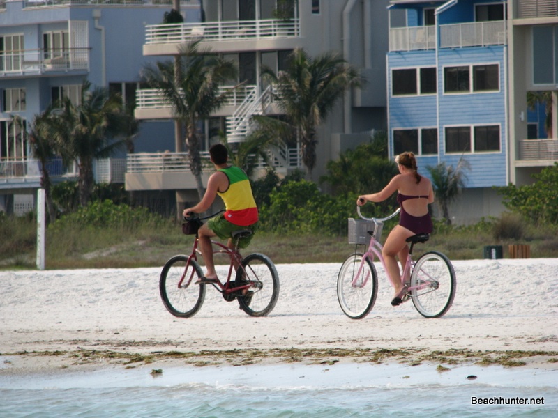 Riding bicycles on Siesta Key Beach