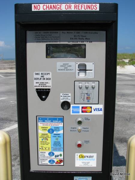 Parking pay station on Clearwater Beach, FL