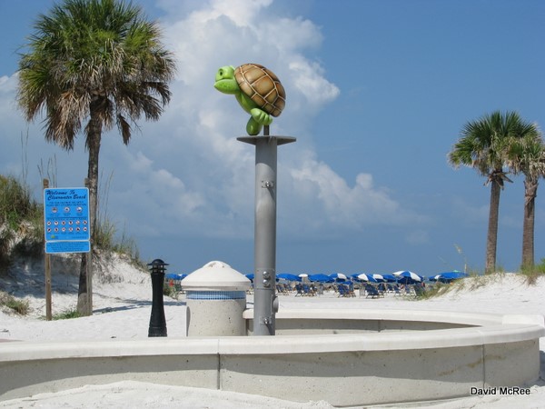 Outdoor rinse-off showers on Clearwater Beach.